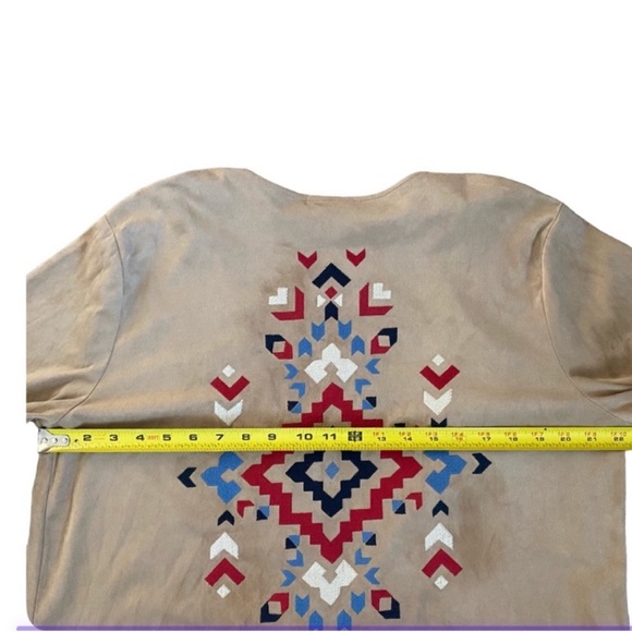 Ariat Open Front Faux Suede Desert Duster with Aztec Embroidered Design Medium - Picture 13 of 15